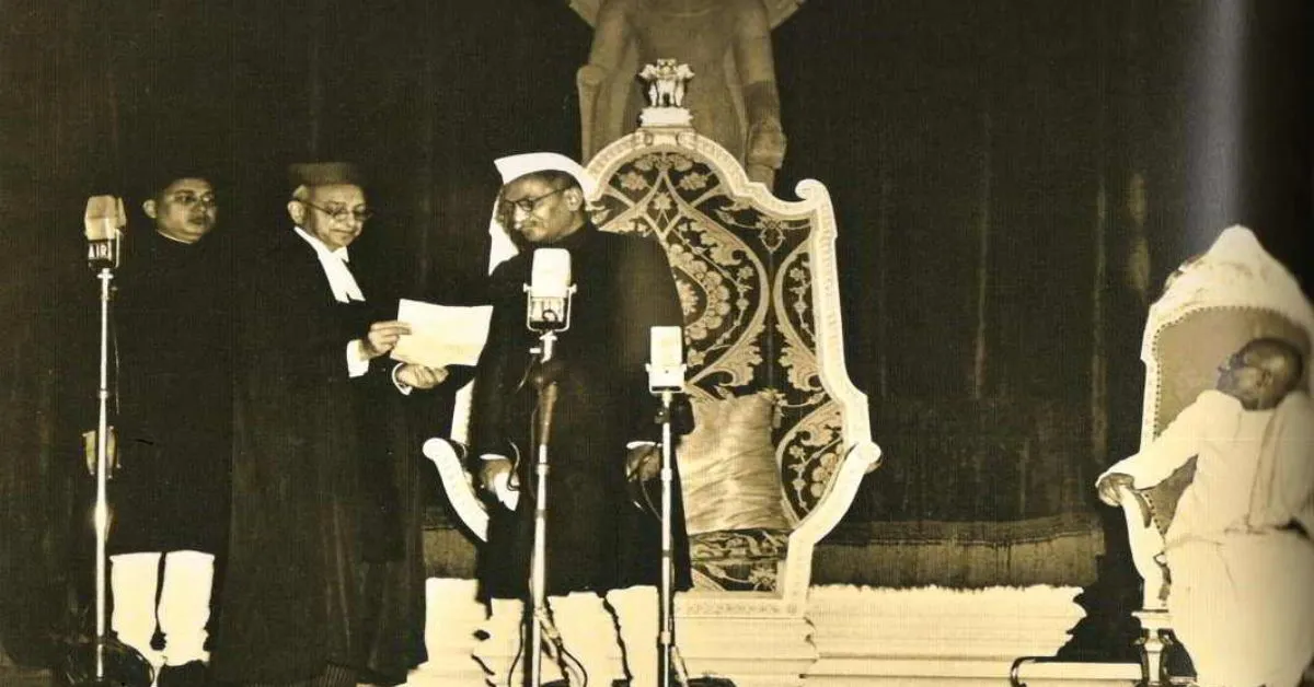 Dr. Rajendra Prasad taking oath as first president of Independent India