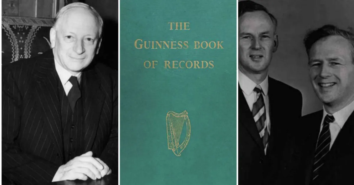 Founders of Guinness Book of Records - Sir Hugh Beaver (L) and Norris McWhirter and Ross McWhirter (R)