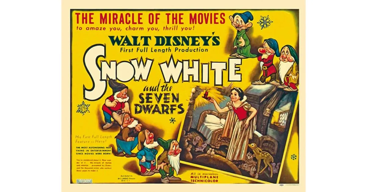 Poster of Walt Disney's 1937 animated movie "Snow White and the Seven Dwarfs"