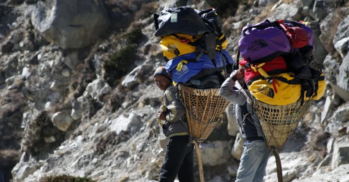 Sherpas Carrying Food And Supplies
